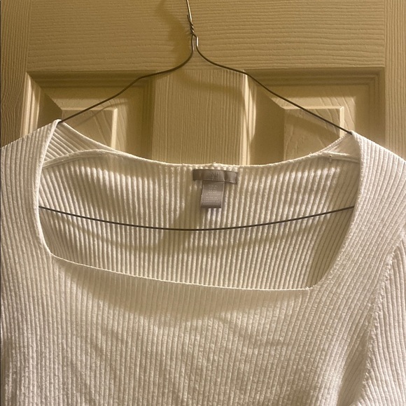 White Ribbed Long Sleeve Top - Picture 4 of 6